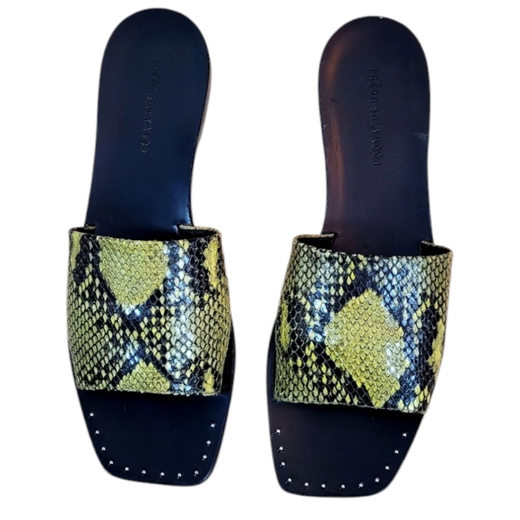 FREDA SALVADOR Jessa Python Snakeskin Embossed Leather Slide Sandals Size 10 - Picture 12 of 13